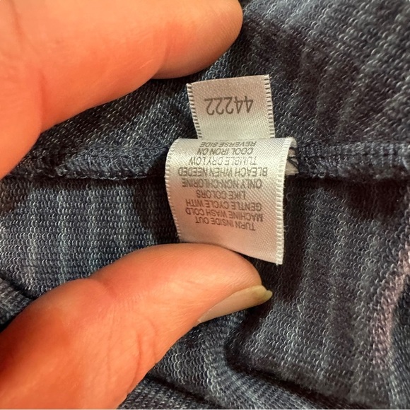 Garnet Hill Navy Blue & Periwinkle Striped Short Sleeve T-Shirt Mini Dress Sz L - Picture 6 of 13